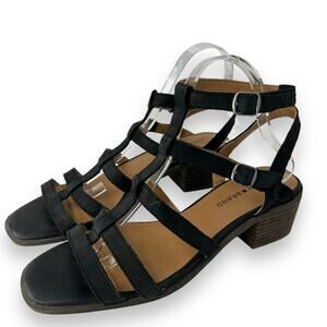 Lucky Brand Black Strappy Gladiator Heels Size 9.5 strappy Block Heel Sandals